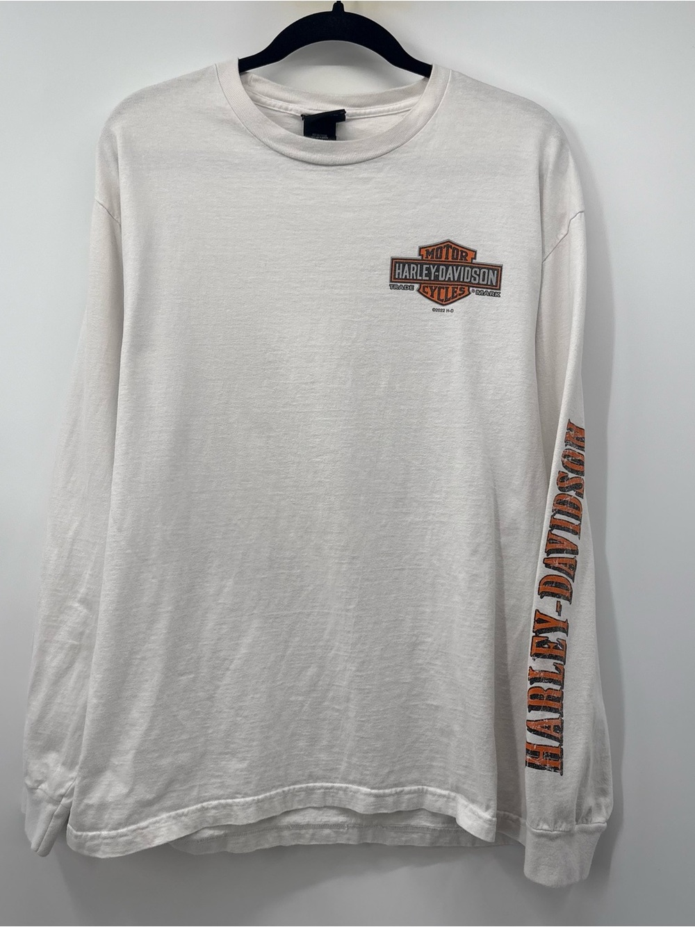 Harley-Davidson White Long Sleeve Tee with Orange Logo